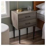 Walker Edison Modern Olivia 2 Drawer Wood Rectangle Side Table Living Room Small End Accent Table, 20 Inch, Slate Grey