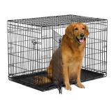 New World 42" Double Door Folding Metal Dog Crate, Includes Leak-Proof Plastic Tray; Dog Crate Measures 42L x 30W x 28H Inches, Fits Large Dog Breeds