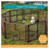 North States Mypet Petyard Passage: 4, 6 or 8 panel pet enclosure with lockable pet door. Freestanding. 7 sq. ft to 34.4 sq. ft. (26" tall)