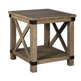 Signature Design by Ashley Aldwin Farmhouse Square End Table with Crossbuck Details, Light Brown