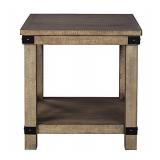 Signature Design by Ashley Aldwin Farmhouse Square End Table with Crossbuck Details, Light Brown