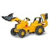 rolly toys CAT Construction Pedal Tractor: Backhoe Loader (Front Loader and Excavator/Digger), Youth Ages 3+ , Yellow