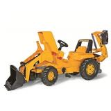 rolly toys CAT Construction Pedal Tractor: Backhoe Loader (Front Loader and Excavator/Digger), Youth Ages 3+ , Yellow