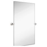 Hamilton Hills Large Tilting Pivot Rectangle Mirror with Brushed Chrome Wall Anchors | Silver Backed Adjustable Moving & Tilting Wall Mirror | 24" x 36" Inches