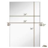 Hamilton Hills Large Tilting Pivot Rectangle Mirror with Brushed Chrome Wall Anchors | Silver Backed Adjustable Moving & Tilting Wall Mirror | 24" x 36" Inches