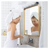 Modern Gold Bathroom Mirror for Wall 22"x30", Large Rounded Rectangular Mirror with Corner Deep Design, Vertical or Horizontal Hanging Metal Frame Mirror, Wall Mirrors for Bedroom, Living Room