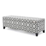 Christopher Knight Home Cleo Fabric Storage Ottoman, Grey Geometric Patterned
