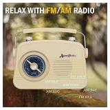 ByronStatics Portable Radio AM FM, Vintage Retro Radio with Built in Speakers, Best Reception and Longest Lasting, Power Plug or 1.5V AA Battery - Cream