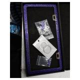 Otostar 2 Pack Waterproof Bling License Plate Frames, Handcrafted 3 Rows Shiny Rhinestones Stainless Steel 2 Holes License Plate Frame with Gift Box, Anti-Theft Screws Caps Set (Violet)