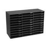 Adir File Sorter Literature Organizer - Mail Vinyl Craft Paper Storage Holder Corrugated Cardboard for Office, Classrooms, and Mailrooms Organization (30 Slots, Black)