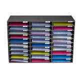 Adir File Sorter Literature Organizer - Mail Vinyl Craft Paper Storage Holder Corrugated Cardboard for Office, Classrooms, and Mailrooms Organization (30 Slots, Black)