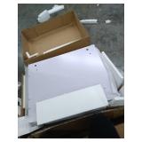 Flash Furniture White Computer Desk with Frosted Glass Top and Three Drawer Pedestal