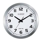 La Crosse Technology 16 in. White Dial Brushed Silver Atomic Analog Wall Clock