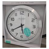 La Crosse Technology 16 in. White Dial Brushed Silver Atomic Analog Wall Clock