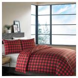 Eddie Bauer Mountain Plaid Scarlet Full/Queen Duvet Cover Set