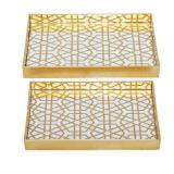 CosmoLiving by Cosmopolitan Gold Plastic Decorative Tray (Set of 2)