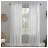 Lot Of 2 Curtains- Crushed Texture 52" x 96" Anti-Dust Sheer Curtain Panel