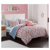 5pc Twin Extra Long Hayley Reversible Comforter Set Coral - Idea Nuova