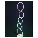 Box is Sealed - 43" White RGB LED Circular Floor Lamp Ring Standing Lamp - N/A- Retail:$159.99