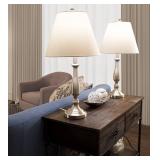 Table Lamps, Set of 2, Traditional Brushed Steel (2 LED Bulbs included) by Lavish Home