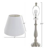 Table Lamps, Set of 2, Traditional Brushed Steel (2 LED Bulbs included) by Lavish Home