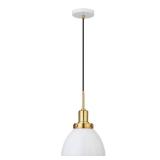 Sealed in Styrofoam - Madison 12" Pendant- Matte White and Brass- Retail:$83.99