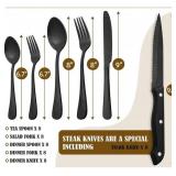 Matte Black Stainless Steel Silverware Set by Hiware- Retail:$179.99