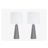 16-in. Glass Lamp w/ Brushed Nickel Accents and Drum Shade