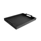 Leather Tray with Handles- Black, 19×13.5"