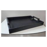 Leather Tray with Handles- Black, 19×13.5"