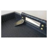 Leather Tray with Handles- Black, 19×13.5"