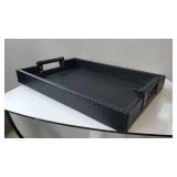 Leather Tray with Handles- Black, 19×13.5"