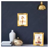Americanflat Two Gold Tabletop Frames - Display Pictures Sized 4x6 Inches Mat 5x7 Inches without Mat