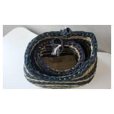 Hand-Woven Seagrass Wall Baskets with Stripes, Black & Natural, Set of 2 (Hangs or Sits)