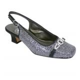 FLORAL Chelsea Women Extra Wide Width Crystal Design Toe Cap Slingback, Size 7