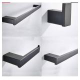 4-Piece Matte Black Bathroom Hardware Set in Stainless Steel