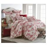 Olivia Quido Cosmopolitan Toile Red 3-piece Luxury DUVET Set- Retail:$507.15