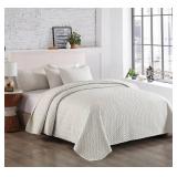 King Size 3-piece Fashionable Solid Embossed Quilt Set Bedspread Cover