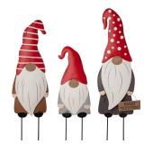 Glitzhome 36"H Set of 3 Christmas Gnome Metal Wall Decor or Yard Stake