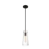 Alondra 1-Light Mini Pendant Fixture - Black Finish with Clear Glass- Retail:$138.99