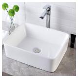 16x12 inch Rectangle White Ceramic Bathroom Vessel Sink Only