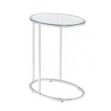 Contemporary Glass and Chrome Snack Table - 11.25" x 18" x 24.50"