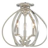 Tilbury Polished Nickel 3 Light Semi Flush Mount By Minka Lavery- Retail:$249.95
