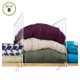 Lot of 2 Different Sets = 16 Dividers Total-Evelots Closet Wood Shelf Divider-New Extra Brackets for Stability-Steel-Set/8 & Evelots Closet Wire Shelf Divider-Separator-Easy Clip-Steel