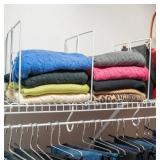 Lot of 2 Different Sets = 16 Dividers Total-Evelots Closet Wood Shelf Divider-New Extra Brackets for Stability-Steel-Set/8 & Evelots Closet Wire Shelf Divider-Separator-Easy Clip-Steel