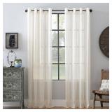 Lot of 2 Archaeo Slub Textured Linen Blend Grommet Top Curtains, 52×95"