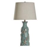 StyleCraft Blue Bay Ceramic Table Lamp - Beige Hardback Fabric Shade- Retail:$122.99