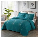 Embroidered Cotton Quilt Set, King