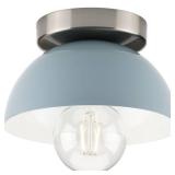 Lot of 2 Eva Collection One-Light Coastal Blue Mid-Century Modern Flush Mount Lights - 7.375 in x 7.375 in x 4.5 in