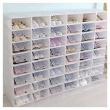12/24/36 Pack Clear Plastic Stackable Shoe Storage Boxes White- Retail:$76.98